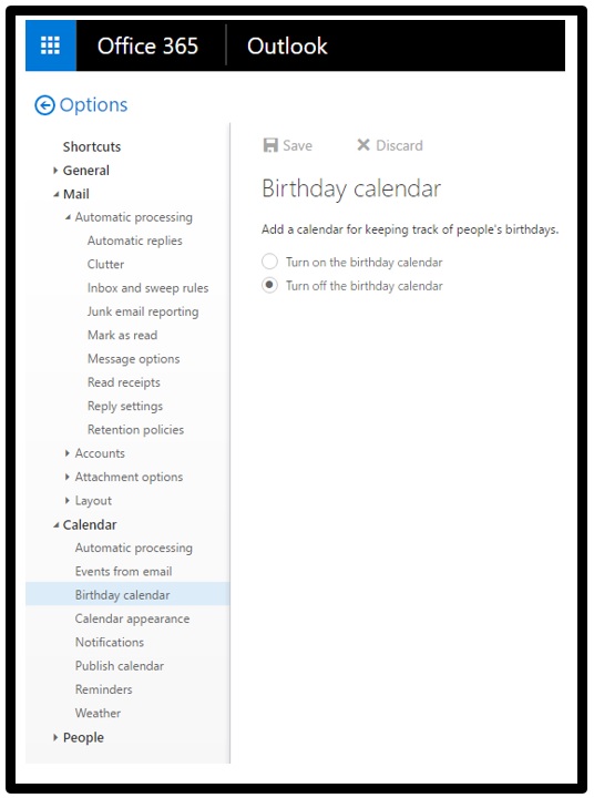 How to turn off Birthday calendar in Outlook Call That Girl