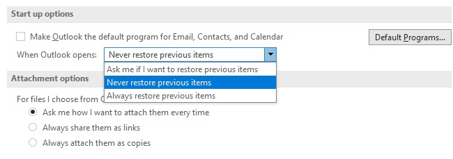 Outlook closed while you had items opened. Reopen those items from